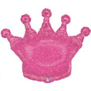 Glittering Crown Pink Holographic Shaped Balloon